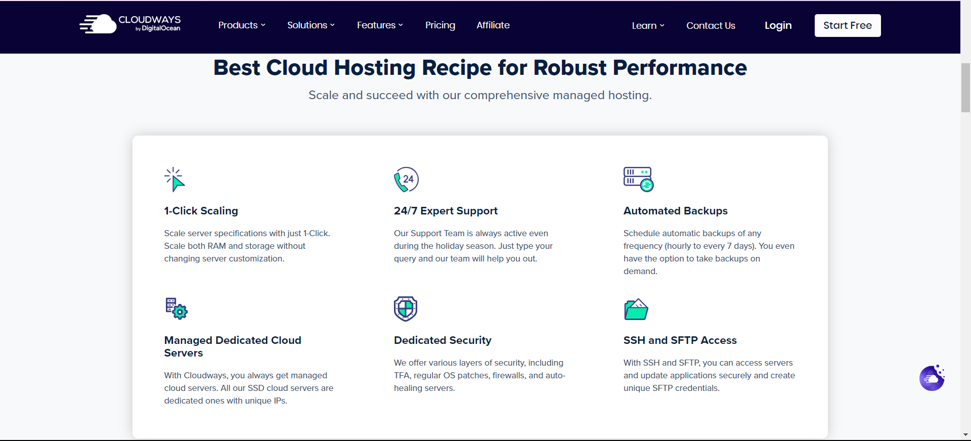 Cloudways Robust Performance features